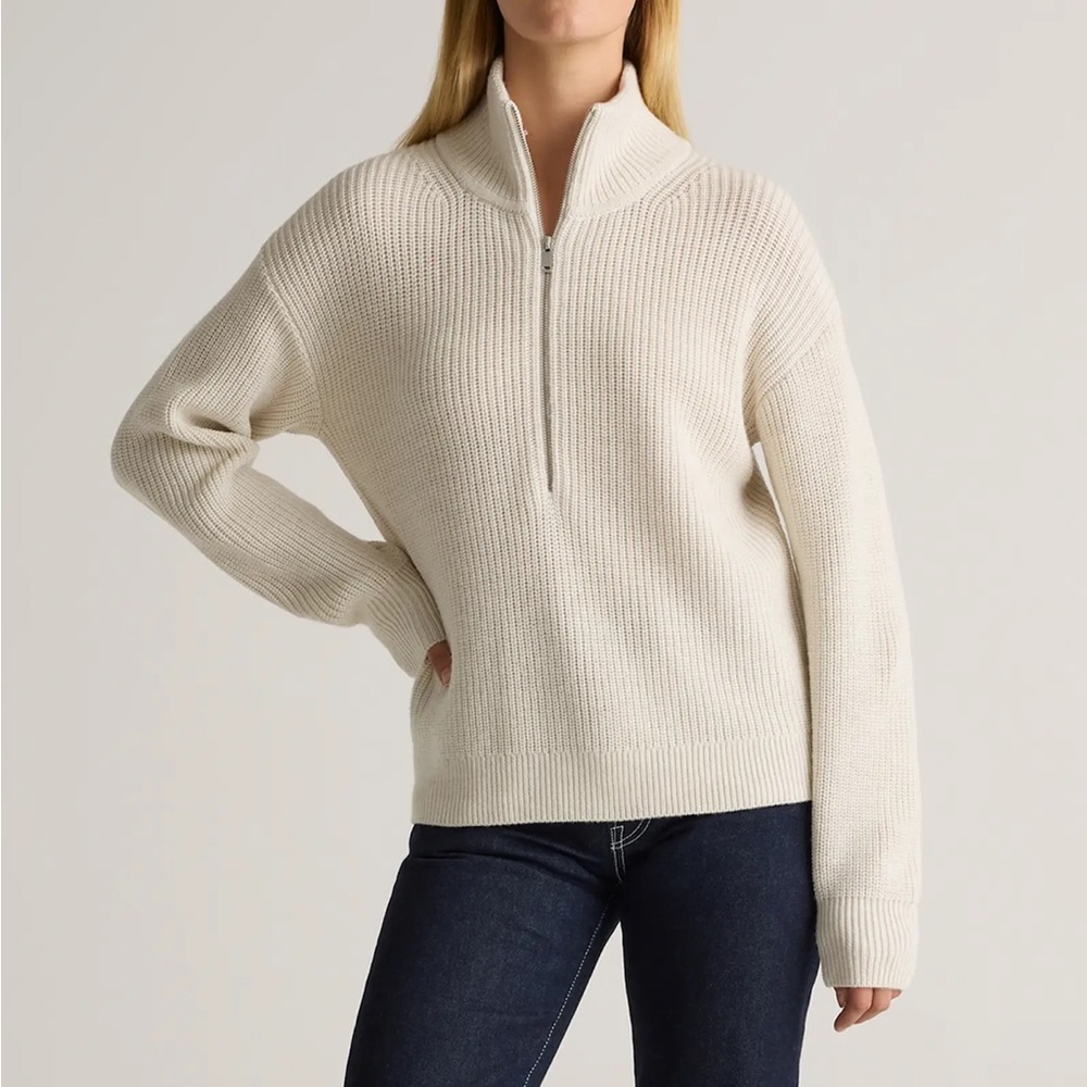 Theory Half-Zip Rib Cotton Women's Sweater